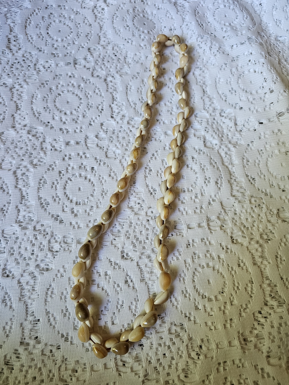Vintage Cowrie Shell Lei Necklace Long Boho Beach Coastal 31"